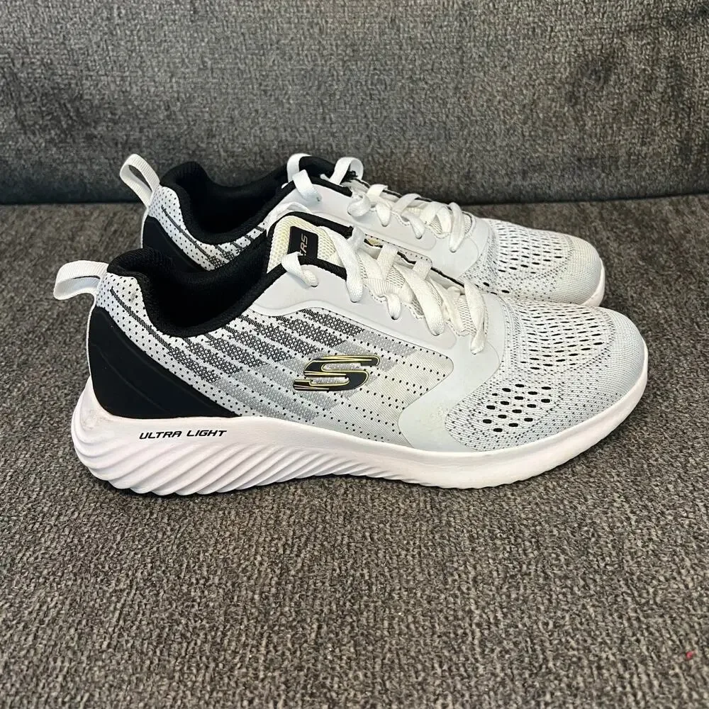 Skechers Bounder Verkona Running Shoes Mens Sz 9 White Athletic Sneakers Comfort